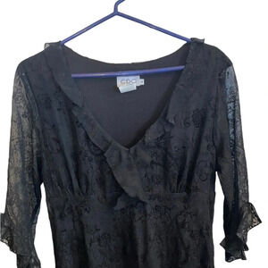 vintage 90s whimsigoth black paisley midi dress